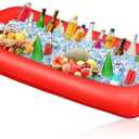 Leitee Inflatable Serving Bar with Drain Plug 52 x 24 x 5'' Inflatable Ice Serving Buffet Bar for Party Food Cooler Buffet Drink(Black,Basic Style)