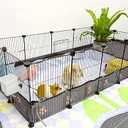 CHEGRON Guinea Pig Cages 8 Sq Ft Expandable C&C Cage Habitats for 2 Small Animal Pet Playpen Metal Grids Indoor Rabbit Fence Hedgehog Cage with PVC Bottom, 48 x 24 x 15.7 inch, 12 Panels