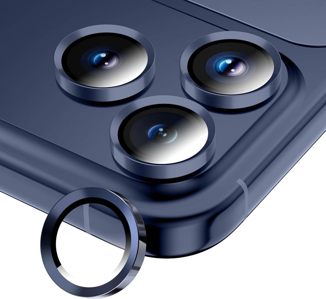 for iPhone 17 Pro/iPhone 17 Pro Max Camera Lens Protector, Tempered Glass Screen Protector Metal Individual Camera Cover Accessories [Anti-drop] Case Friendly- Deep Blue