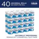 Cottonelle Professional CleanCare Standard Roll Bulk Toilet Paper (58696), 2-Ply, White, Individually Wrapped (400 Sheets/Roll, 40 Rolls/Case, 16,000 Sheets/Case)