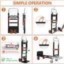 3 in 1 Heavy Duty Folding Hand Truck, Convertible Portable Steel Dolly with Telescopic Handle, Foldable Utility Cart with Rubber Wheels, 500 LBS