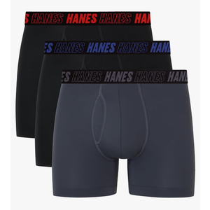 Hanes Men's Moves Performance Boxer Brief, Total Support Pouch, Regular, Trunk, and Long Leg, 3-Pack 500+ bought in past month ,Size M