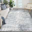 5x7 Area Rugs Living Room: Washable Large Neutral Blue Rug Abstract Soft Modern Stain Resistant Indoor Floor Non-Slip Carpet for Bedroom Nursery Kids Office Playroom Dining Room Under Table Home