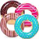 Sloosh 4 Pack Inflatable Pool Floats, Pool Tube Rings, Swim Tubes, Floaties Toys, Beach Swimming Party Toys for Kids and Adults