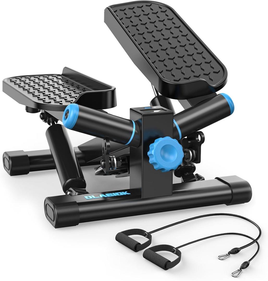 Steppers for Exercise at Home, Twist Stepper with 350LBS Loading Capacity, Mini Stepper with Resistance Bands, Hydraulic Fitness Stair Stepper for Home with LCD Monitor