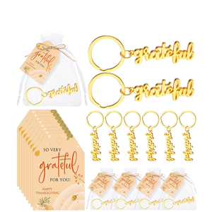 Henoyso Gold Thanksgiving Keychains Gift Employee Coworker Appreciation Thank You Cards Bag Keyring Party Favor