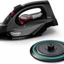 Cordless Iron for Clothes, 1500W Steam Iron Rapid Heating, Ceramic Soleplate, Auto Shut Off, Self-Clean, Anti-Calc, 3 Temperature Settings, 11.84 Oz Water Tank Ironing Clothes for Home, Black