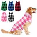 ASENKU Dog Winter Coat, Fleece Doggie Jacket Plaid Reversible Vest Waterproof Windproof Cold Weather Clothes for Small Medium Large Dogs (Pink, XL)