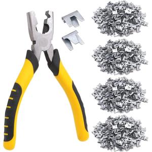 1200pcs Wire Cage Clips with Hog Ring Pliers Fencing Plier Snap-Ring Pliers Hog Wire Fence C Clip for Bird Quail Rabbit Chicken Cage