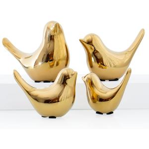 Notakia Small Birds Statues Home Decor Modern Style Decorative Ornaments for Living Room, Bedroom, Office Desktop, Cabinets (4Pcs Gold Birds)