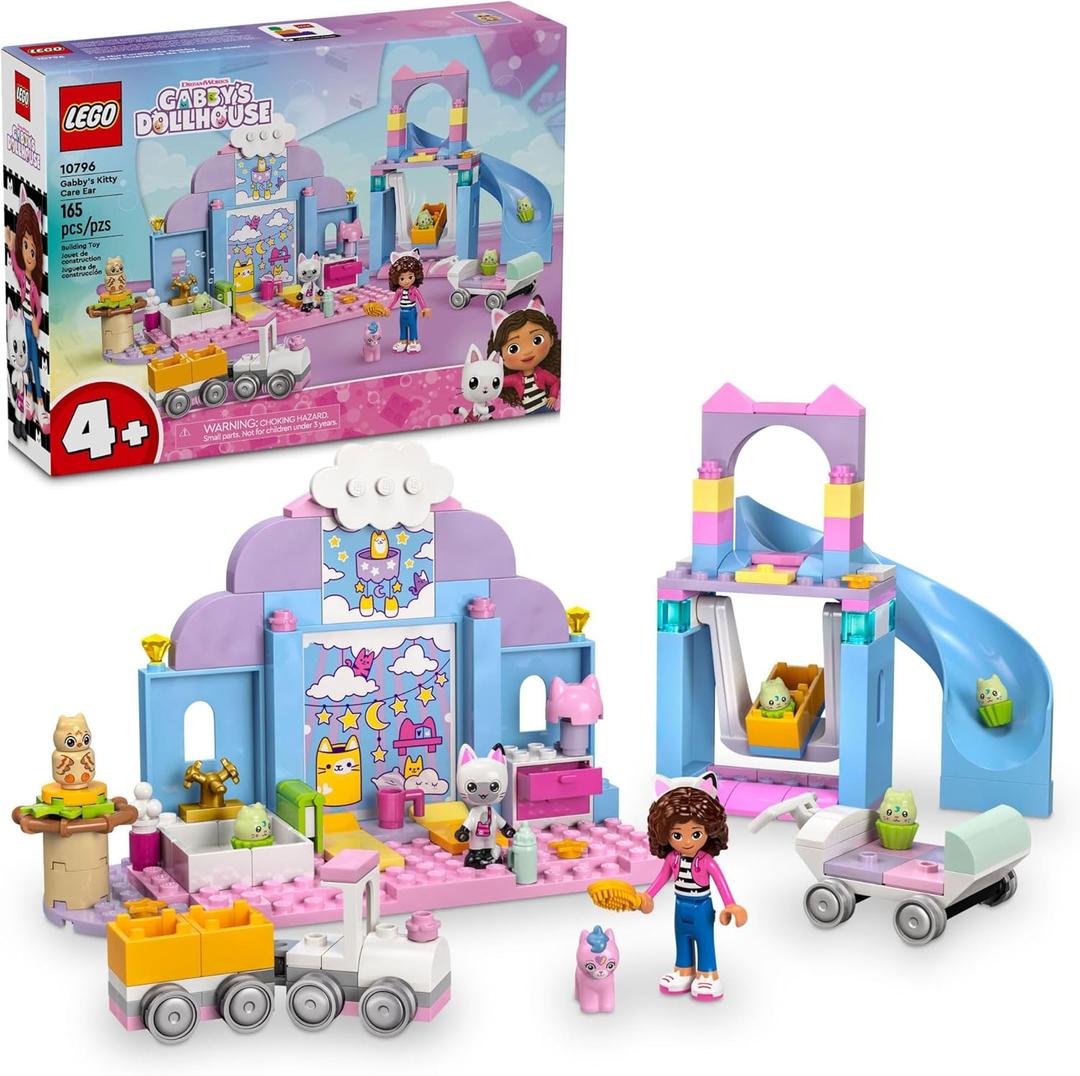 LEGO Gabbys Dollhouse Gabbys Kitty Care Ear Animal Playset for Kids, Pet Pretend-Play Entertainment Toy with a Pink Car, Slide, and Figures, Cat Toy Gift for Girls and Boys Ages 4 and Up, 10796