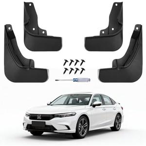 Durahalt No Drill Mud Flaps for 2023-2026 Honda Accord, Heavy Duty Front & Rear All Weather Splash Guards Set for LX/SE/EX/EX-L Hybrid Sport/Sport-L Touring Models, OEM-Style Textured Black Mud Guards