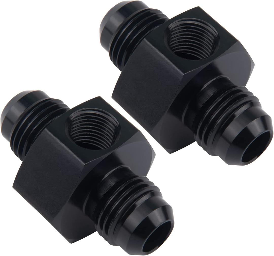 EVIL ENERGY 6AN Male to 6AN Male Flare Union Coupler with 1/8 NPT Gauge Port Fitting Adapter 2PCS