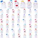 48 Pcs Winter Mini Resin Snowman Tiny Snowman Figurines with Colored Hat Garden Miniature Landscape Accessories Dollhouse Hide Crafts Decor (Cute)