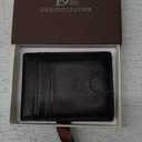 DK86 Wallet for Men Slim Rfid Bifold Genuine Leather 2 ID Window With Gift Box (black brown with US flag)