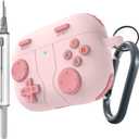 for AirPods Pro 3 Case(2025) DamonLight Game Case Shock-Proof Protective Silicone with Cleaning Pen and Keychain Accessories for Apple Airpods Pro 3rd Generation (Pink)