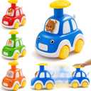 TooyBing Press and Go Car Toys for Toddlers 1-3, 4 Pack Animal Baby Car Toys for 1 2 Year Old Boy, Push Go Friction Vehicle Toys for Infants 12-18 Months, One First Birthday Gifts for Boys Girls