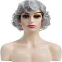Baruisi Short Curly Grey Wigs for Women Synthetic Natural Wavy Costume Cosplay Party Wig,Grey