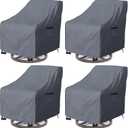 Outdoor Swivel Lounge Chair Cover 4 Pack, Heavy Duty 100% Waterproof Patio Swivel Chair Covers, Weatherproof Furniture Protective Cover for Lawn/Garden Swivel Chair, (37.5" Lx39.25 Wx38.5 H, Black)