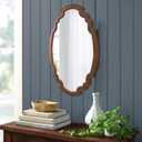Hanging Farmhouse Oval Mirrors for Wall Decor 16 X 22 Inch, Handmade Burning Finished Oval Bathroom Mirrors for Over Sink, Rustic Wood Mirror for Entryway, Horizontal or Vertical