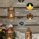 12-Pack Mini Lanterns for Ramadan, Small Decorative Lanterns with Flickering LED Candles for Wedding & Festivals, Hanging Moroccan Lantern for Table Centerpiece, Baby Shower Decor, Bronze