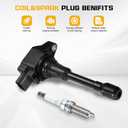 QYL Set of 4 Ignition Coil UF549 & Iridium Spark Plugs 9029 Compatible with 2007-2014 Nissan Altima Versa Sentra Rogue Cube QX60 NV200 2.5L 2.0L 1.8L 1.6L