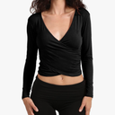 LOVNY Women's Long Sleeve V Neck Wrapped Crop Top With Pants Made in USA. Size Small