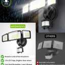 100W LED Security Lights, 11000LM Hardwired Flood Lights with Remote Control, Motion Sensor Outdoor Lights, 3 Adjustable Heads, IP66 Waterproof, Dusk to Dawn Outdoor Lighting for Yard Garage