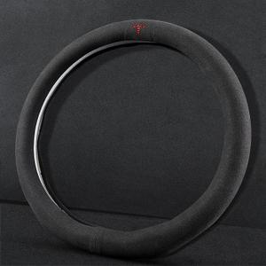 Nappa Leather Ultra-Thin Steering Wheel Cover, for Tesla Model 3/Y Steering Wheel Cover, Non-Slip Design and Interior Modification of car Accessories (Black)