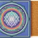 2 x Ceramic Coasters with Mandala Designs with Cork Backing for Hot & Cold Beverages Protects Surfaces from Water Rings & Heat Marks Mind Body & Soul by Mandala Arts Sri Yantra