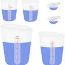 6 PCS Silicone Cup Set, 500ml, 250ml and 125ml for Epoxy Silicone Measuring Cups, Non-Stick Mixing Cups, Casting Molds, Jewelry Making, Silicone Measuring Cups with Marking Ounces/ml