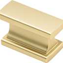 Alzassbg 9 Pack Matt Gold Cabinet Knobs, 1.46 Inch(37mm) Rectangle Kitchen Hardware Knobs for Cabinets and Drawers AL6061MGP