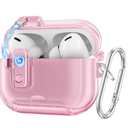 TiMOVO Case for AirPods Pro 3 (2025) with Secure Lock, Anti-Smudge, Soft TPU Transparent Cover for Apple AirPod Pro 3rd Generation with Phone Stand Function, Cleaning Kit & Keychain, Clear Pink