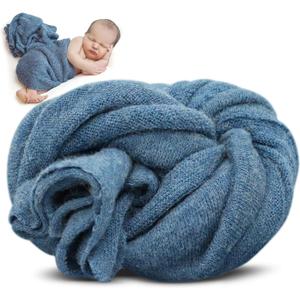 Newborn Photography Props Swaddle Newborn Wraps for Baby Boys Girls Infant Baby Photo Props Shoot Stretch Blanket (Navy-blue)
