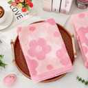FYSUIMU 2 Pcs Pink Floral Hand Towels 3D Jacquard Cotton Bath Towel Spring Flower Absorbent Dish Towels for Housewarming Home Kitchen Bathroom Decor Gift Set, 29.5 x 13.7 Inch