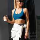 RUNNING GIRL Sports Bras for Women, Medium-High Impact Running Strappy Sports Bra with Removable Pads (Blue, XL)