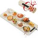 Extra Large Food Warming Mat for Countertop (XXL 36x16) - Full-Surface Heating Pad with 4 Temps Settings, Ideal for Buffet Party Food Warmer, Roll-Up Electric Warming Tray for All Gathering, Beige