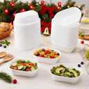 Newtay 100 Pcs White Plastic Bowls 26 oz Oval Disposable Salad Serving Bowls Wedding Food Containers for Soup Fruit Snack Reusable Meal Prep Containers Microwave Safe for Wedding Birthdays Baby Shower