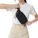 YDF Large Fanny Pack for Men & Women, 2L Waterproof Nylon Waist Bag with Extender Strap, Crossbody Hip Bum Bag with 4 Card Slots for Travel Hiking Running (Black)