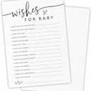 Baby Shower Game Cards Kit - Wishes For Baby - 30 Minimalism White Calligraphy Fill In Style Game Cards For Baby Announcement, Gender Reveal, Wishes For New Baby, Party Favor & Supplies - B08