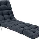 Giantex Lounge Chair Cushion, Outdoor Padded Cushion with String Ties, Patio Recliner Chaise Lounge Pads Replacement for Garden Poolside, 73X22X4 Inch Thick Indoor Floor Cushion (Grey, 1)