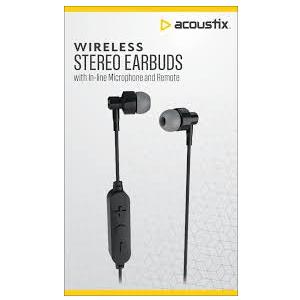 Acoustix Wireless Stereo Earbuds With In Line Microphone and Remote