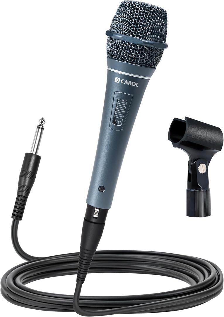 CAROL Sigma-plus3 XLR Wired Vocal MicrophoneDynamic Supercardioid Mic with Dual Shock Mount Tech for Karaoke, Singing with Enhanced Low-Frequency Response, Includes Mic Clip, 14.8ft XLR Cable &Switch