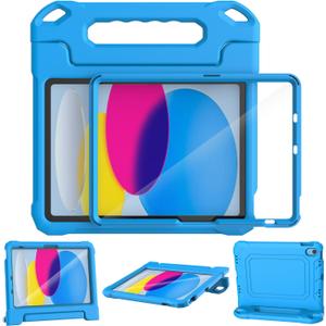 SUPLIK Kids Case for iPad A16 11-inch 2025 (11th Gen) & iPad 10th Generation (10.9-inch 2022), Built with Screen Protector, Durable Shockproof Kidproof Cover with Handle Stand, Blue
