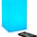 Mr.Go 6-inch Dimmable LED Night Light Mood Lamp for Kids and Adults - 16 RGB Colors - 8 Level Dimming - 4 Lighting Effects - Rechargeable - Remote Control - Decorative - Fun and Safe - White Cube