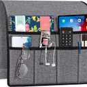 Joywell Remote Control Holder for Couch, Armchair Caddy Recliner Armrest Organizer Non Slip Sofa Arm Chair Caddie with 6 Pocket Storage for Magazine, Tablet, Phone, iPad, Grey (19'' x 35'')