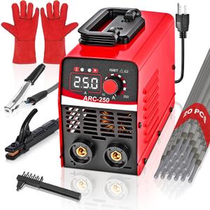 Wrdlosy-MINI Portable Stick Welder 250Amp, 110V Welding Machine with 20PCS Rods & Gloves  Compact Arc Welder Kit for Beginners, Home DIY, Metal Repairs (Iron, Steel, Stainless Steel)