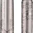 Hongdian 100 Silver Steel Piston Fountain Pen, Iridium Extra Fine Nib Calligraphy, Smooth Writing Pens, Nice Writing Pen for Men & Women