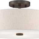 Livex Lighting 52135-92 3-Light Semi Flush Ceiling Light, English Bronze, 15"L x 15"W x 7.75"H