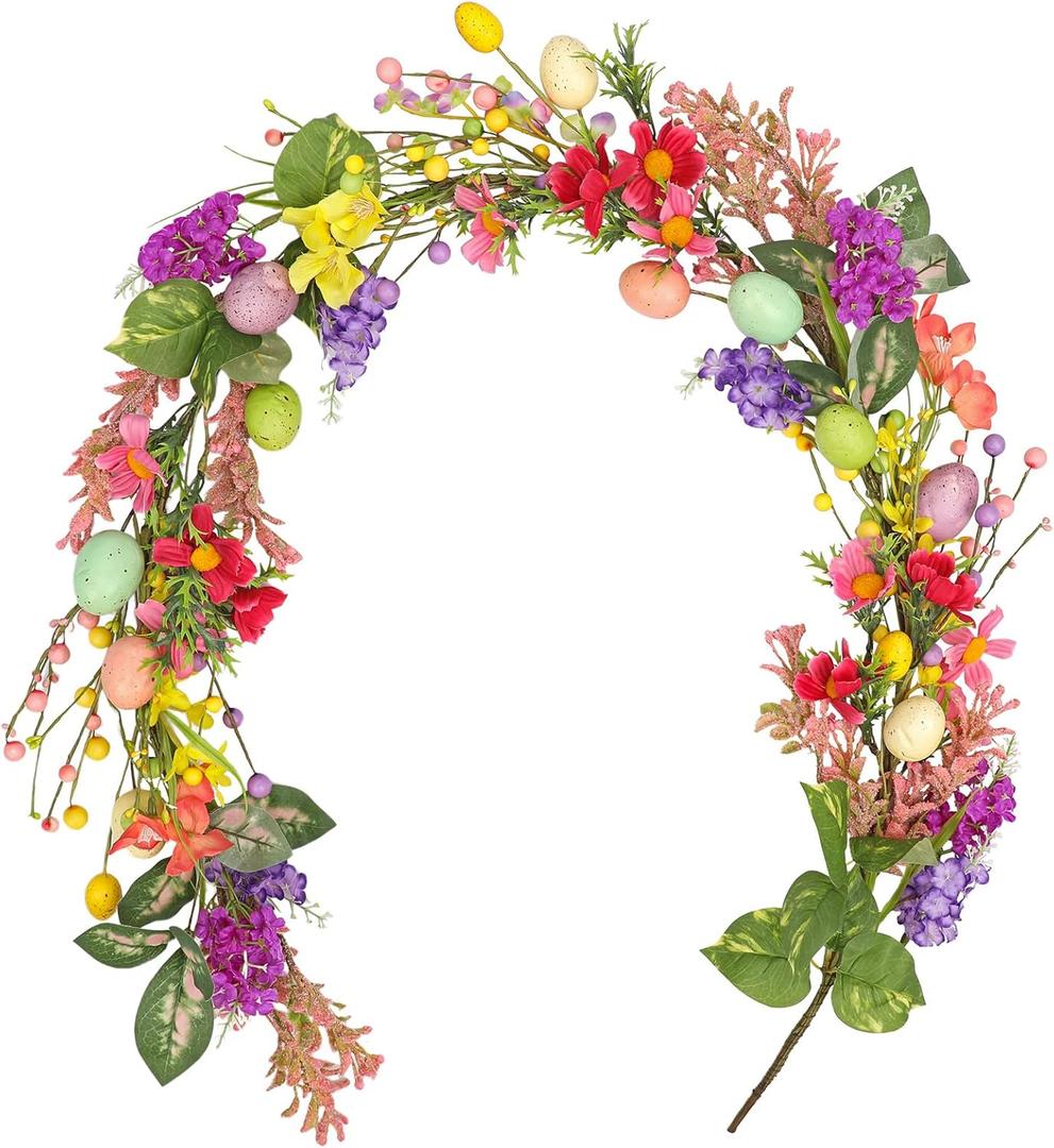 Briful 5.17ft Floral Garland, Artificial Floral Vine Garland Decoration, Centrepiece Table Decor, Indoor Outdoor Fireplace Mantel Front Door Table Staircase (Orange)